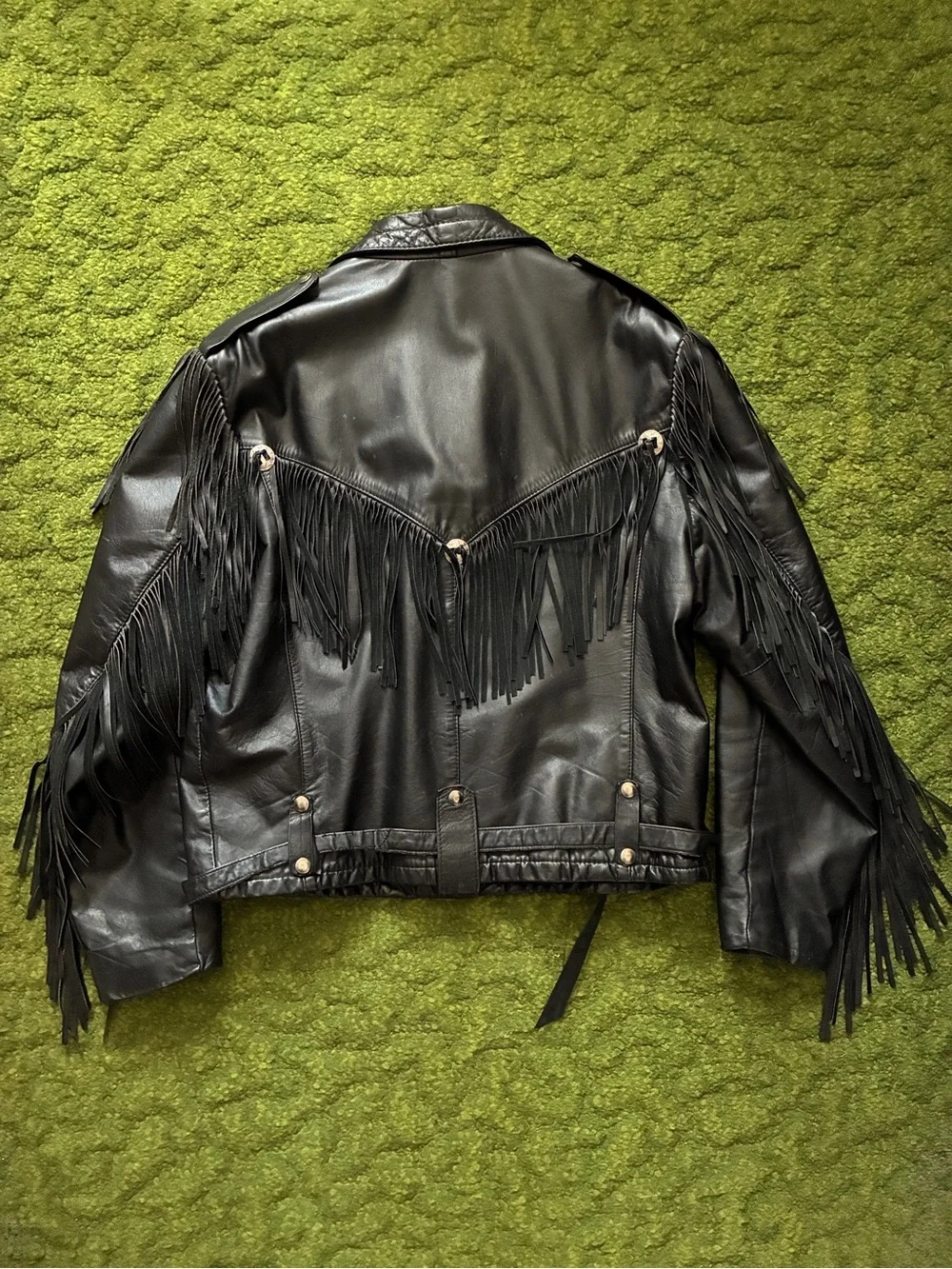 Vintage Reed Sportswear Fringe Leather Jacket with Conchos
